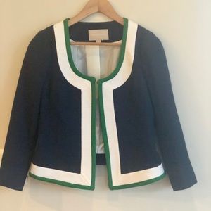 Banana Republic crop blazer navy with green trim